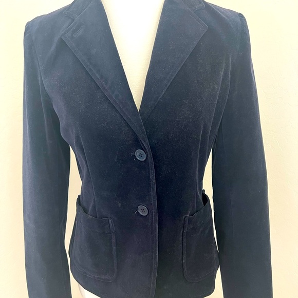 GAP Women’s Navy Blue Velvet Blazer - Picture 3 of 6